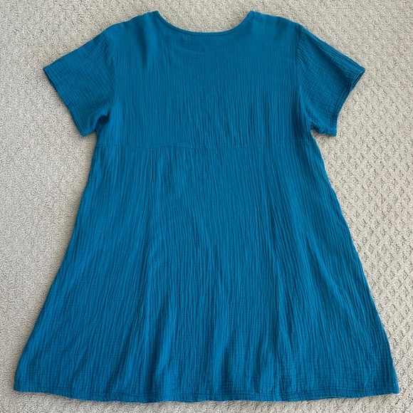 Bryn Walker Mara Cotton Gauze Tunic Dress Teal XS Lagenlook Summer Beach Casual - Picture 5 of 11